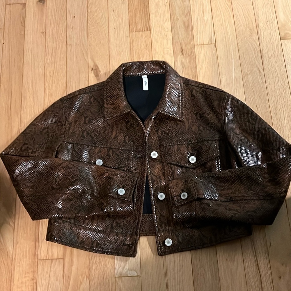 MNG (Mango) snakeskin cropped jacket